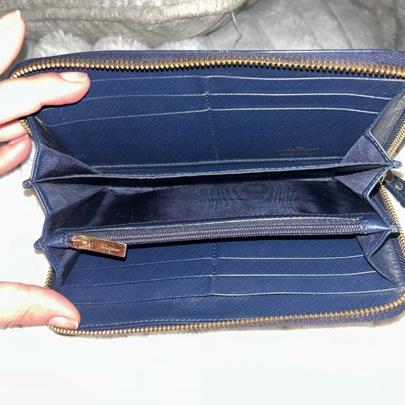 Salvatore Ferragamo Dark Blue Wallet with Gold Accent - Picture 3 of 3